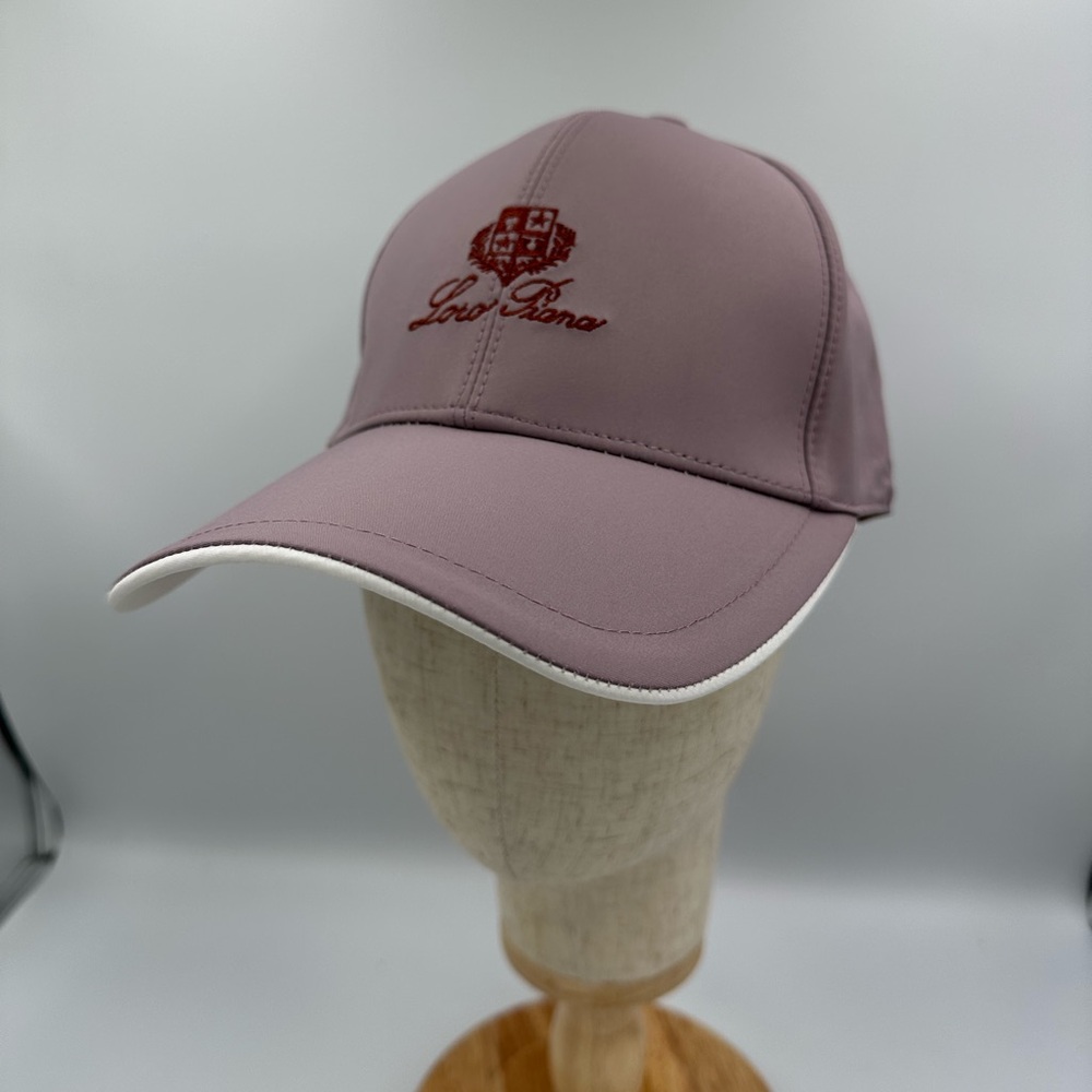 Loro Piana Pale Pink Storm System Cashmere Cap Mauve & White Trim Made in Italy